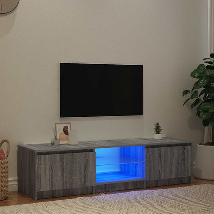 Tv-bänk med LED-belysning grå sonoma 140x40x36 cm