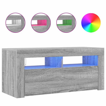 Tv-bänk med LED-belysning grå sonoma 90x35x40 cm