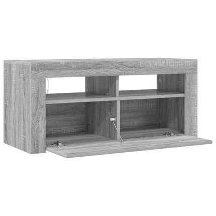 Tv-bänk med LED-belysning grå sonoma 90x35x40 cm