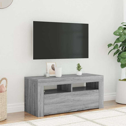 Tv-bänk med LED-belysning grå sonoma 90x35x40 cm