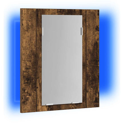Spegelskåp för badrum LED rökig ek 40x12x45 cm konstruerat trä