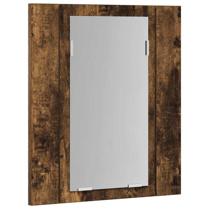 Spegelskåp för badrum LED rökig ek 40x12x45 cm konstruerat trä