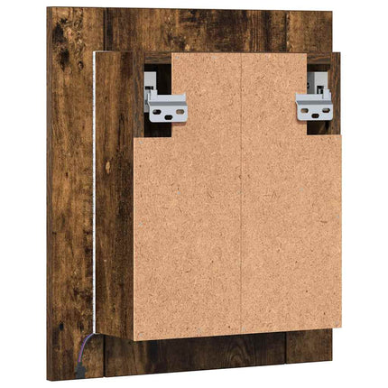 Spegelskåp för badrum LED rökig ek 40x12x45 cm konstruerat trä