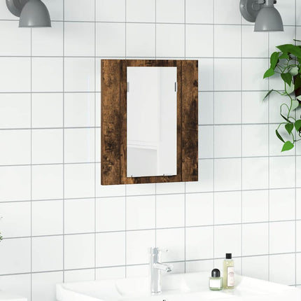 Spegelskåp för badrum LED rökig ek 40x12x45 cm konstruerat trä