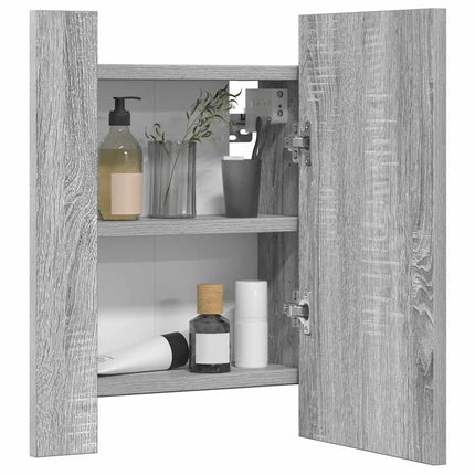 Spegelskåp för badrum LED grå sonoma 40x12x45cm konstruerat trä