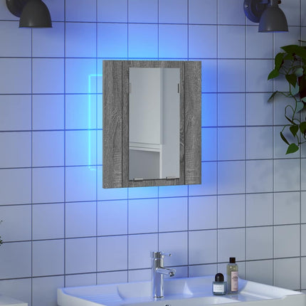 Spegelskåp för badrum LED grå sonoma 40x12x45cm konstruerat trä