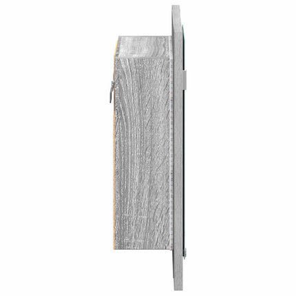 Spegelskåp för badrum LED grå sonoma 40x12x45cm konstruerat trä