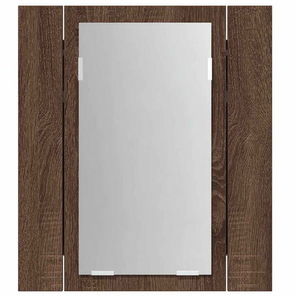 Spegelskåp för badrum LED brun ek 40x12x45 cm konstruerat trä