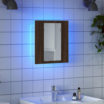 Spegelskåp för badrum LED brun ek 40x12x45 cm konstruerat trä