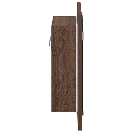 Spegelskåp för badrum LED brun ek 40x12x45 cm konstruerat trä