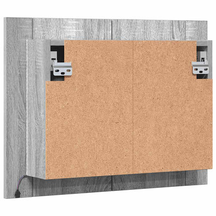 Spegelskåp med LED grå sonoma 60x12x45 cm konstruerat trä