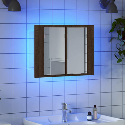 Spegelskåp med LED brub ek 60x12x45 cm konstruerat trä