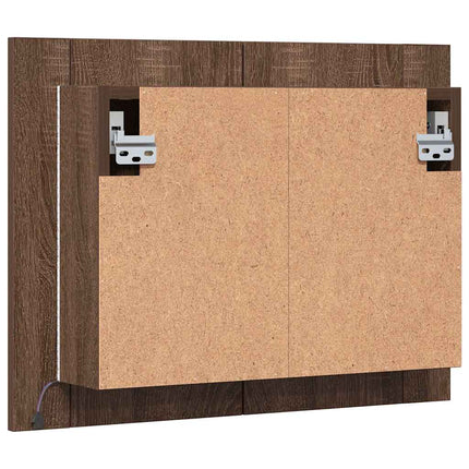 Spegelskåp med LED brub ek 60x12x45 cm konstruerat trä