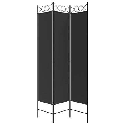 Rumsavdelare 3 paneler 120x200 cm svart tyg