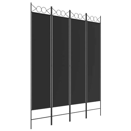Rumsavdelare 4 paneler svart 160x200 cm tyg