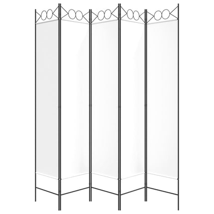 Rumsavdelare 5 paneler vit 200x200 cm tyg