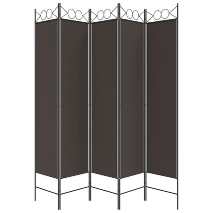 Rumsavdelare 5 paneler brun 200x200 cm tyg