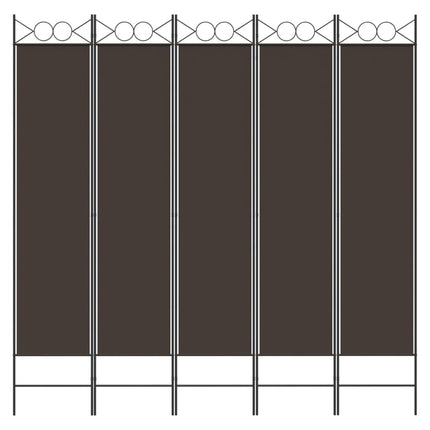 Rumsavdelare 5 paneler brun 200x200 cm tyg