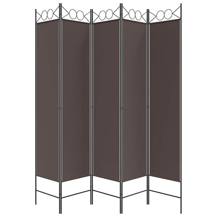 Rumsavdelare 5 paneler brun 200x200 cm tyg