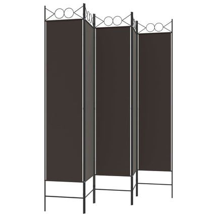 Rumsavdelare 5 paneler brun 200x200 cm tyg