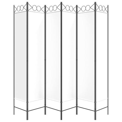Rumsavdelare 6 paneler vit 240x200 cm tyg