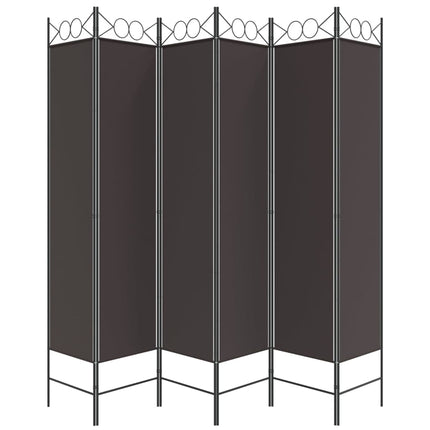 Rumsavdelare 6 paneler brun 240x200 cm tyg