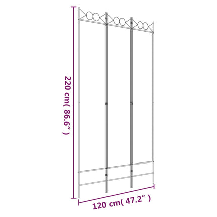 Rumsavdelare 3 paneler antracit 120x220 cm tyg