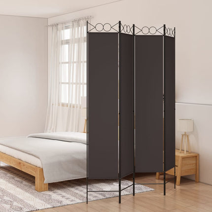 Rumsavdelare 4 paneler brun 120x220 cm tyg