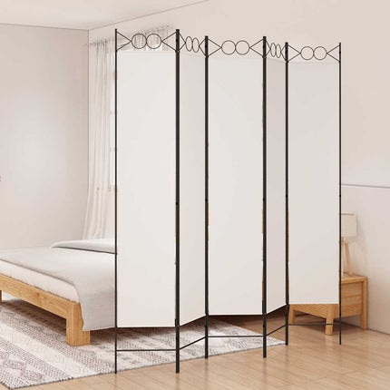 Rumsavdelare 5 paneler vit 200x220 cm tyg