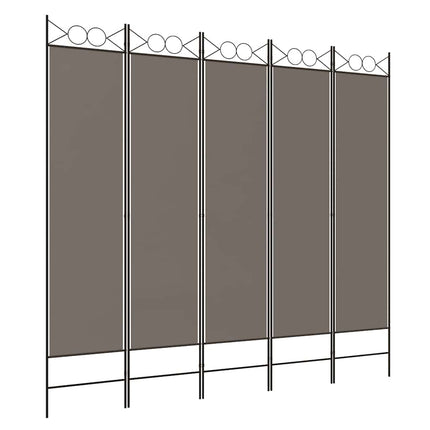 Rumsavdelare 5 paneler antracit 200x220 cm tyg
