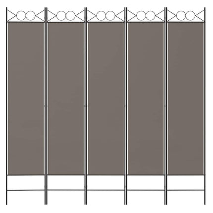 Rumsavdelare 5 paneler antracit 200x220 cm tyg
