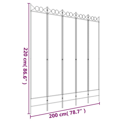 Rumsavdelare 5 paneler antracit 200x220 cm tyg