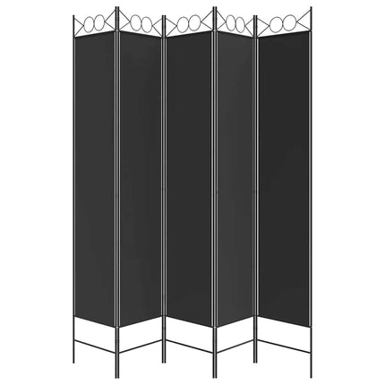 Rumsavdelare 5 paneler svart 200x220 cm tyg