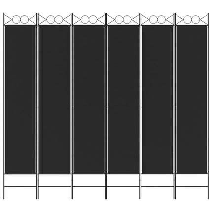 Rumsavdelare 6 paneler svart 240x220 cm tyg
