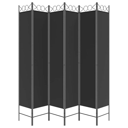 Rumsavdelare 6 paneler svart 240x220 cm tyg