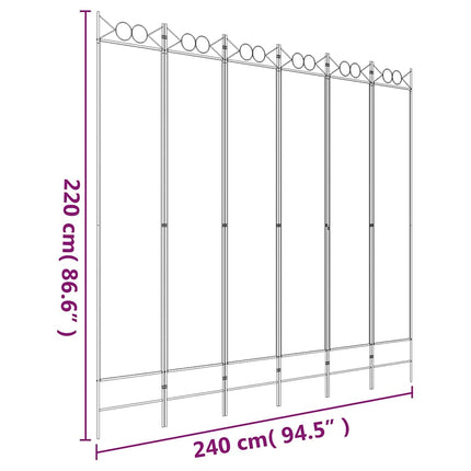 Rumsavdelare 6 paneler svart 240x220 cm tyg