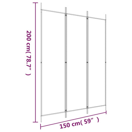 Rumsavdelare 3 paneler 150 x 200 cm brun tyg