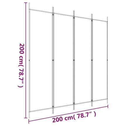 Rumsavdelare 4 paneler vit 200x200 cm tyg