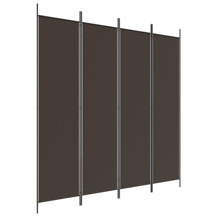 Rumsavdelare 4 paneler brun 200x200 cm tyg