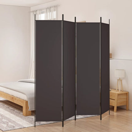 Rumsavdelare 4 paneler brun 200x200 cm tyg