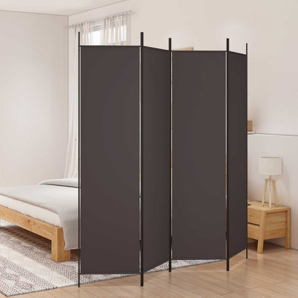 Rumsavdelare 4 paneler brun 200x200 cm tyg