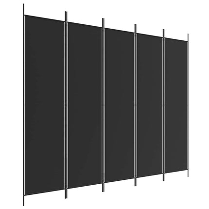 Rumsavdelare 5 paneler svart 250x200 cm tyg