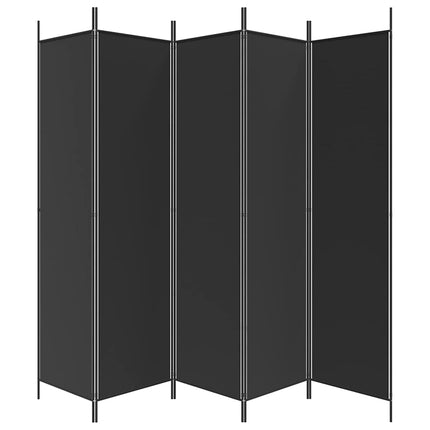 Rumsavdelare 5 paneler svart 250x200 cm tyg