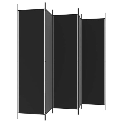 Rumsavdelare 5 paneler svart 250x200 cm tyg