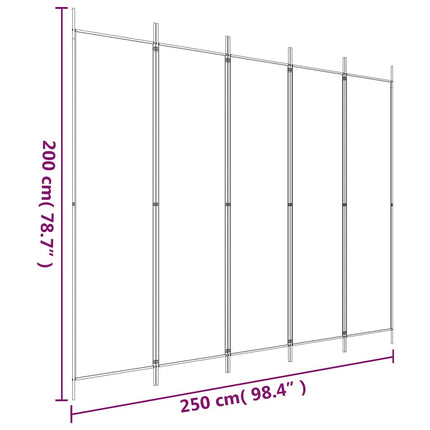 Rumsavdelare 5 paneler svart 250x200 cm tyg