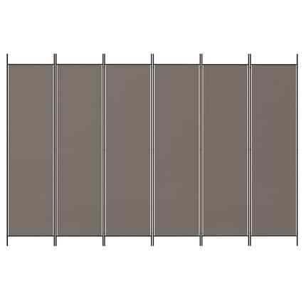 Rumsavdelare 6 paneler antracit 300x200 cm tyg