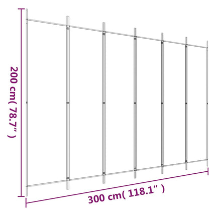 Rumsavdelare 6 paneler antracit 300x200 cm tyg