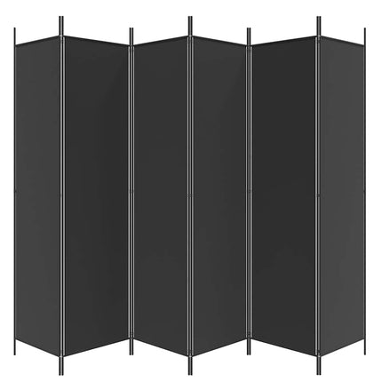 Rumsavdelare 6 paneler svart 300x200 cm tyg