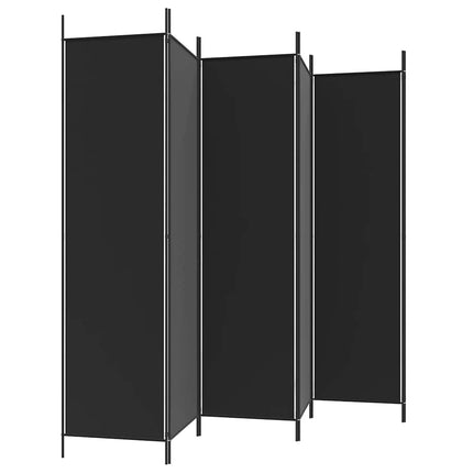 Rumsavdelare 6 paneler svart 300x200 cm tyg
