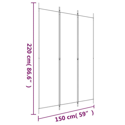 Rumsavdelare 3 paneler 150x220 cm brun tyg